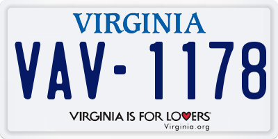 VA license plate VAV1178