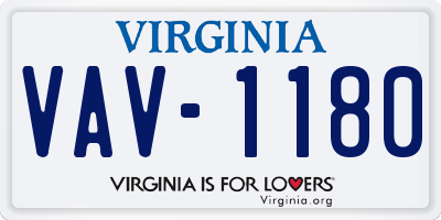 VA license plate VAV1180