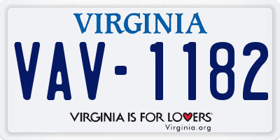 VA license plate VAV1182