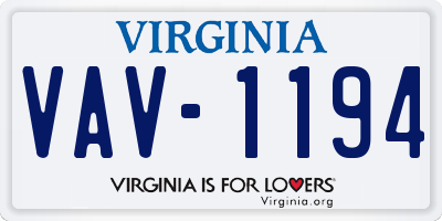 VA license plate VAV1194