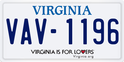 VA license plate VAV1196