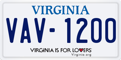 VA license plate VAV1200