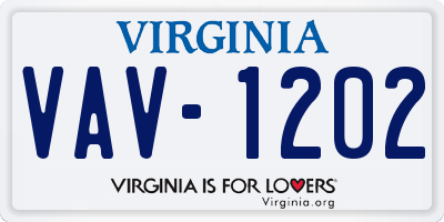 VA license plate VAV1202