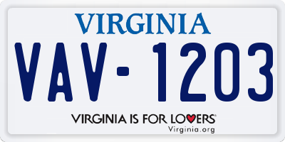 VA license plate VAV1203