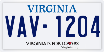VA license plate VAV1204