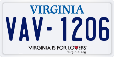 VA license plate VAV1206