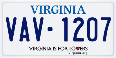 VA license plate VAV1207