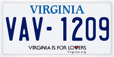 VA license plate VAV1209