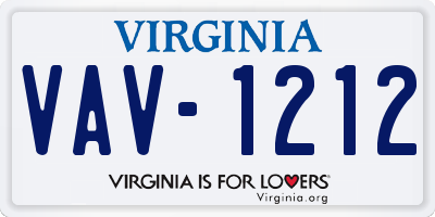 VA license plate VAV1212