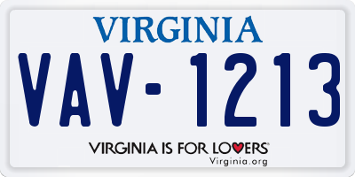VA license plate VAV1213