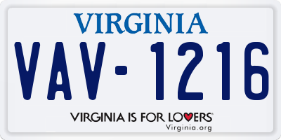 VA license plate VAV1216