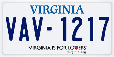 VA license plate VAV1217