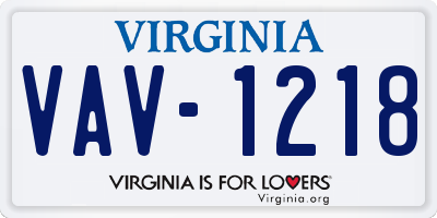 VA license plate VAV1218