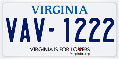 VA license plate VAV1222