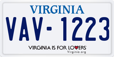 VA license plate VAV1223