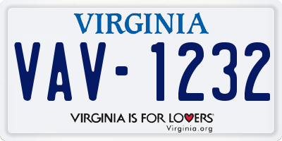 VA license plate VAV1232