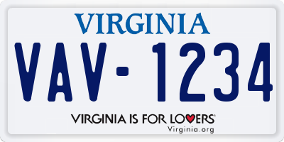 VA license plate VAV1234
