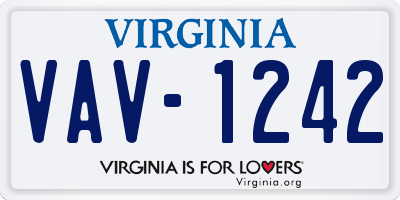 VA license plate VAV1242
