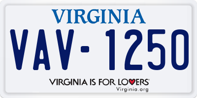 VA license plate VAV1250