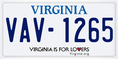 VA license plate VAV1265