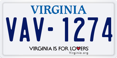 VA license plate VAV1274