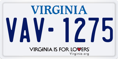VA license plate VAV1275