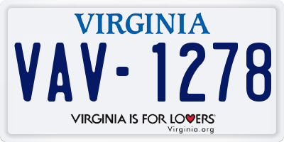 VA license plate VAV1278