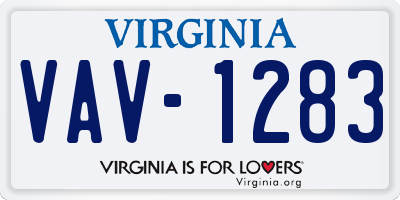 VA license plate VAV1283