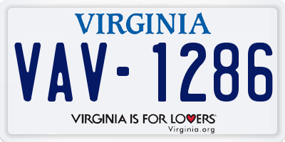 VA license plate VAV1286