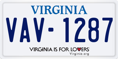 VA license plate VAV1287