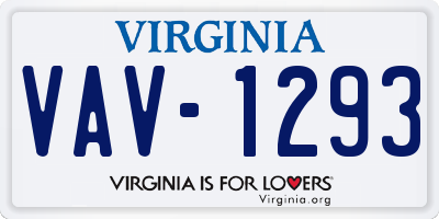VA license plate VAV1293