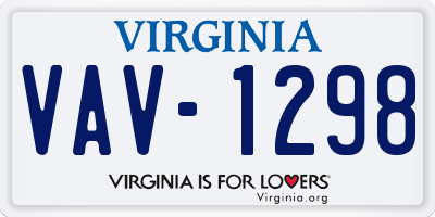 VA license plate VAV1298
