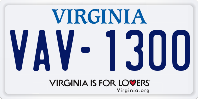 VA license plate VAV1300