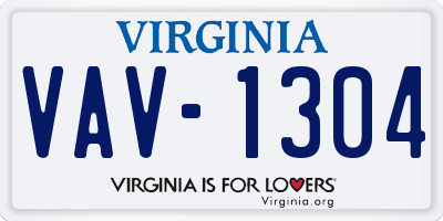 VA license plate VAV1304
