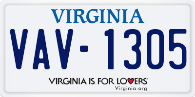 VA license plate VAV1305
