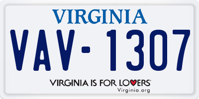 VA license plate VAV1307