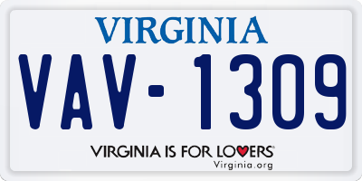 VA license plate VAV1309