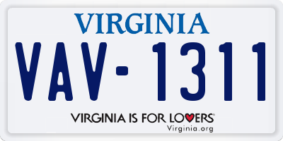 VA license plate VAV1311