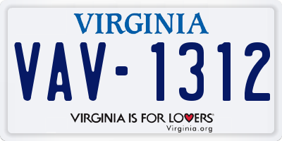 VA license plate VAV1312