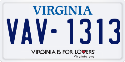 VA license plate VAV1313