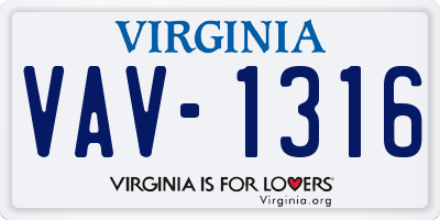 VA license plate VAV1316