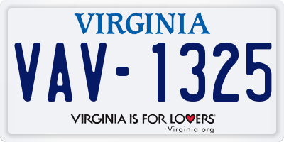 VA license plate VAV1325