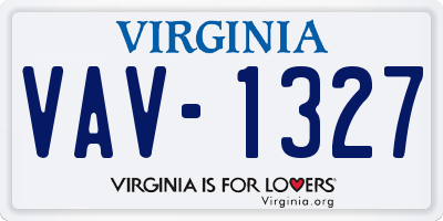 VA license plate VAV1327