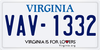 VA license plate VAV1332