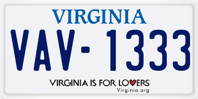 VA license plate VAV1333