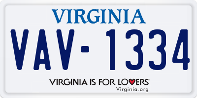 VA license plate VAV1334