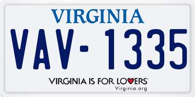 VA license plate VAV1335