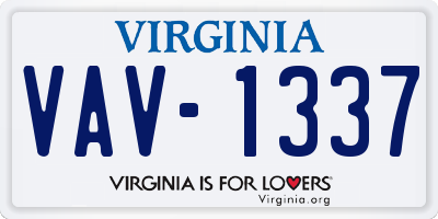 VA license plate VAV1337