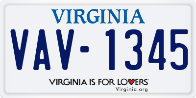 VA license plate VAV1345