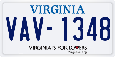 VA license plate VAV1348